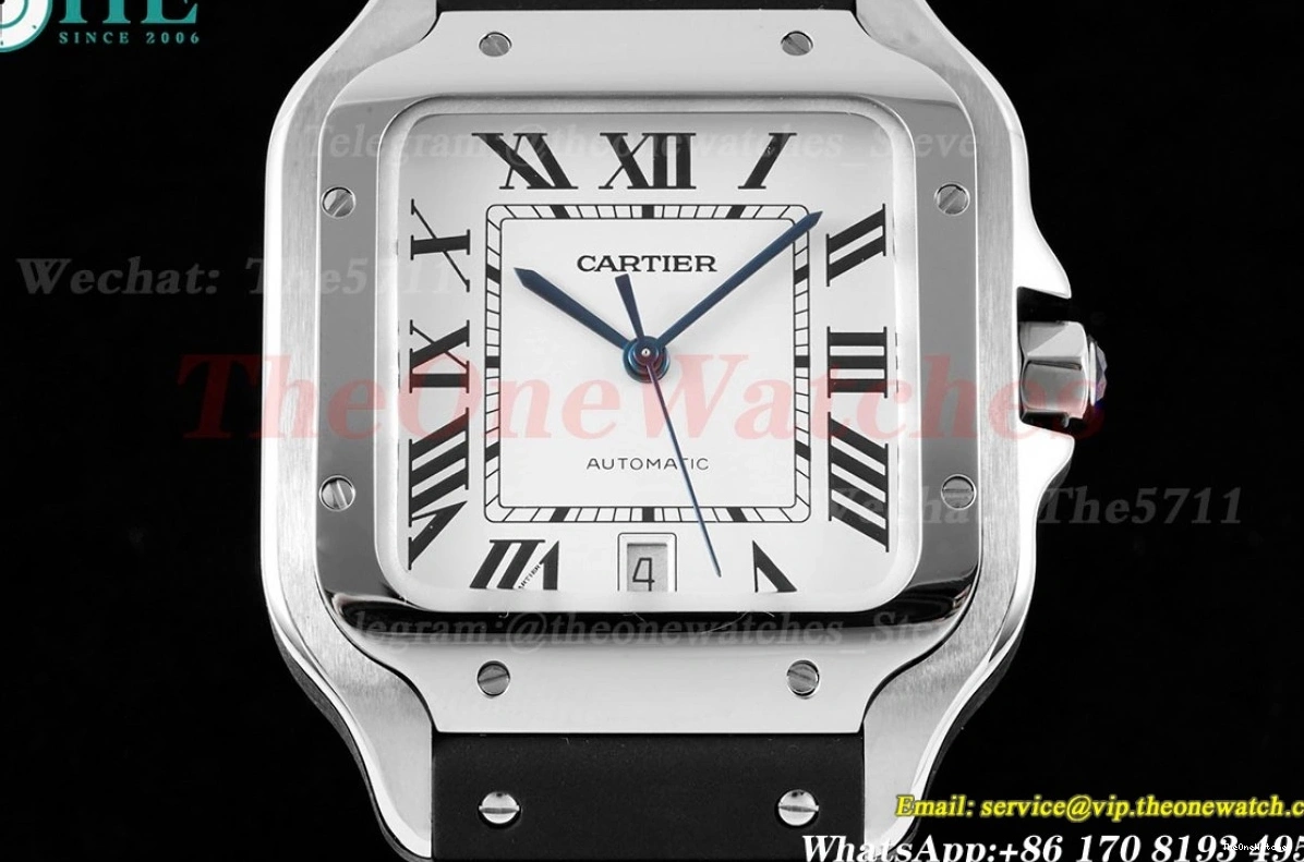 Santos MY9019 Rmn Cartier GF White SS XL 40MM De RU Mens 0412